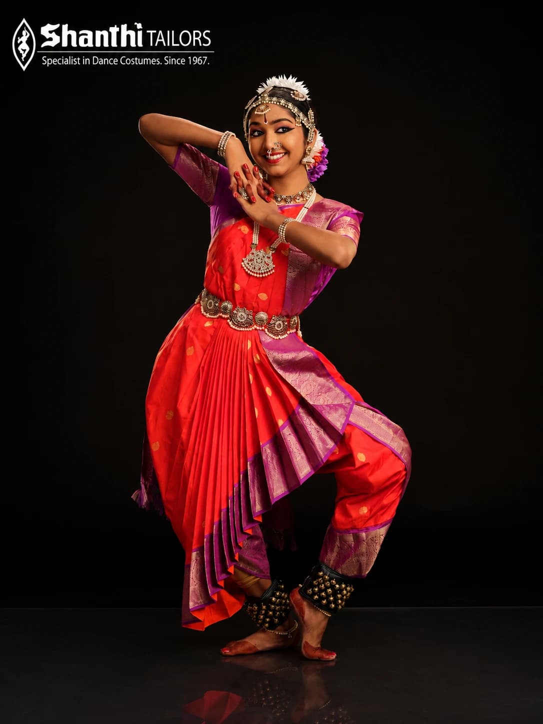 Dhothi Style Cross Fan with FreeFlow Costume for Bharatnatyam | Dothi Costume